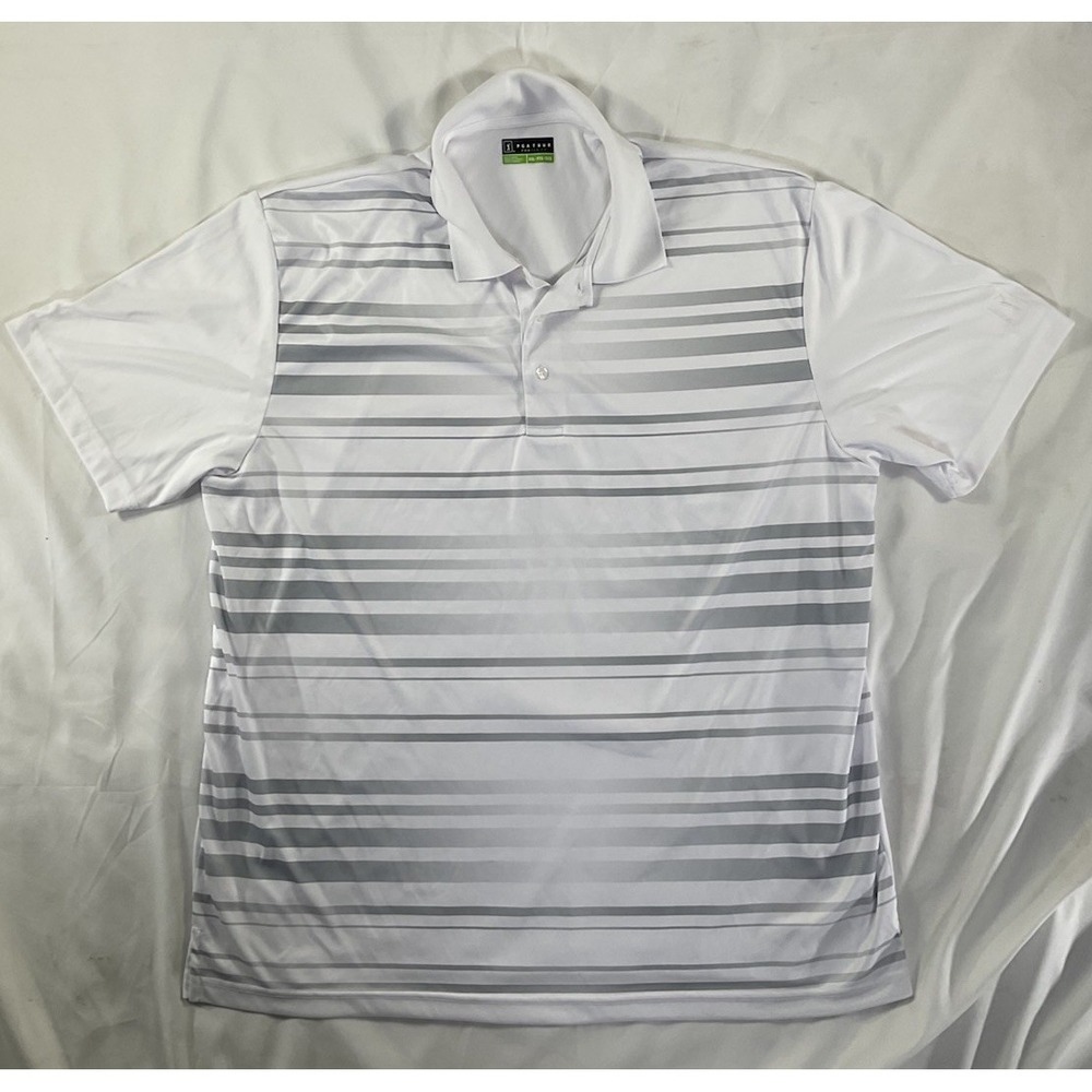 PGA Tour Pro series Men's White and Gray Striped Golf Polo Shirt Size XXL 222